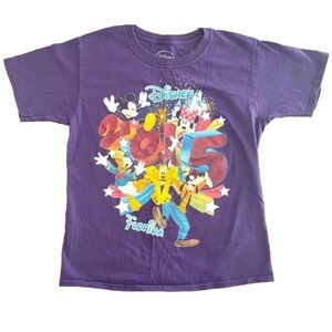 2015 Kids Disney World Florida Fab 5 Purple T-Shirt Size YS (6/8)
